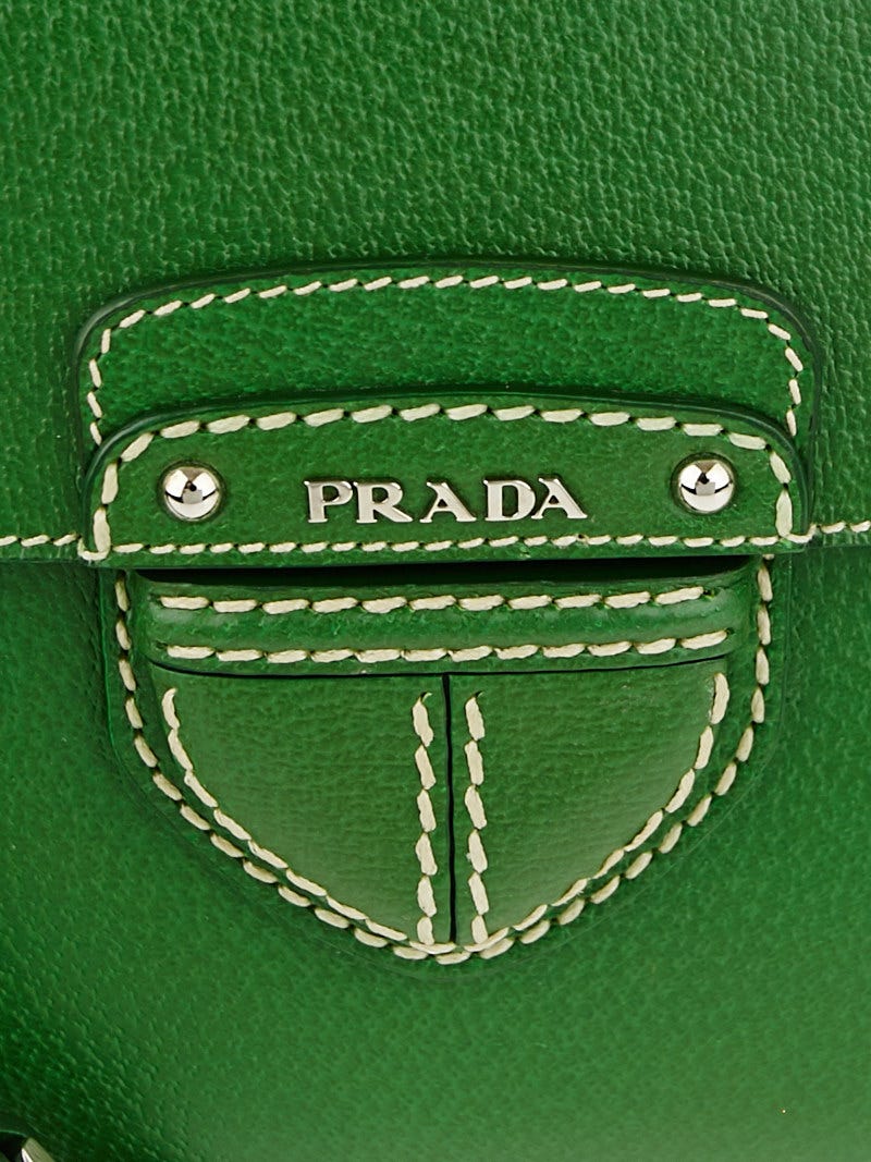 Prada Verde Cinghiale Leather Flap Messenger Bag BT0783