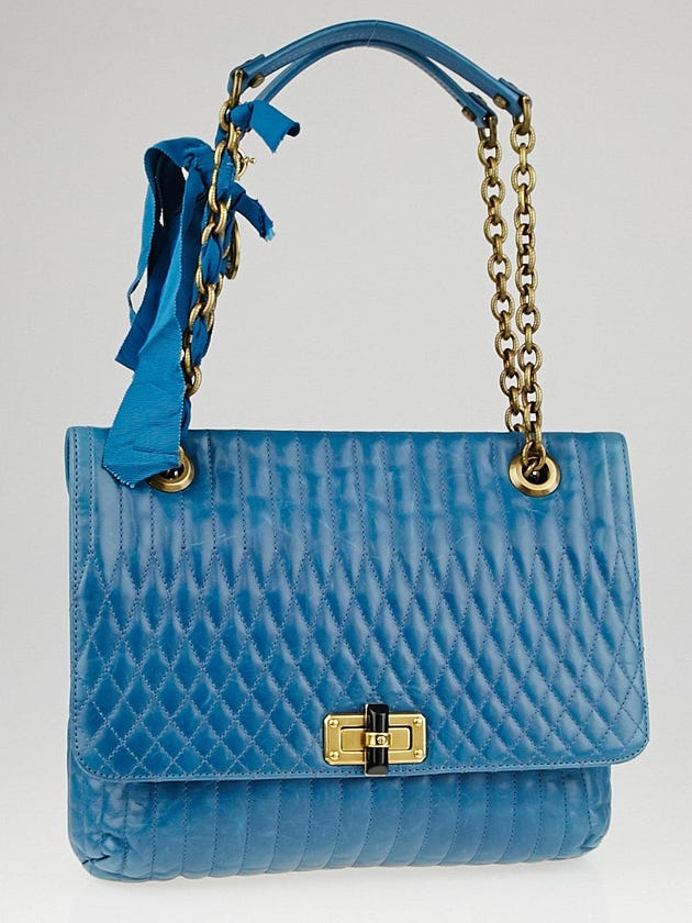 Lanvin Blue Quilted Leather Happy Medium Bag