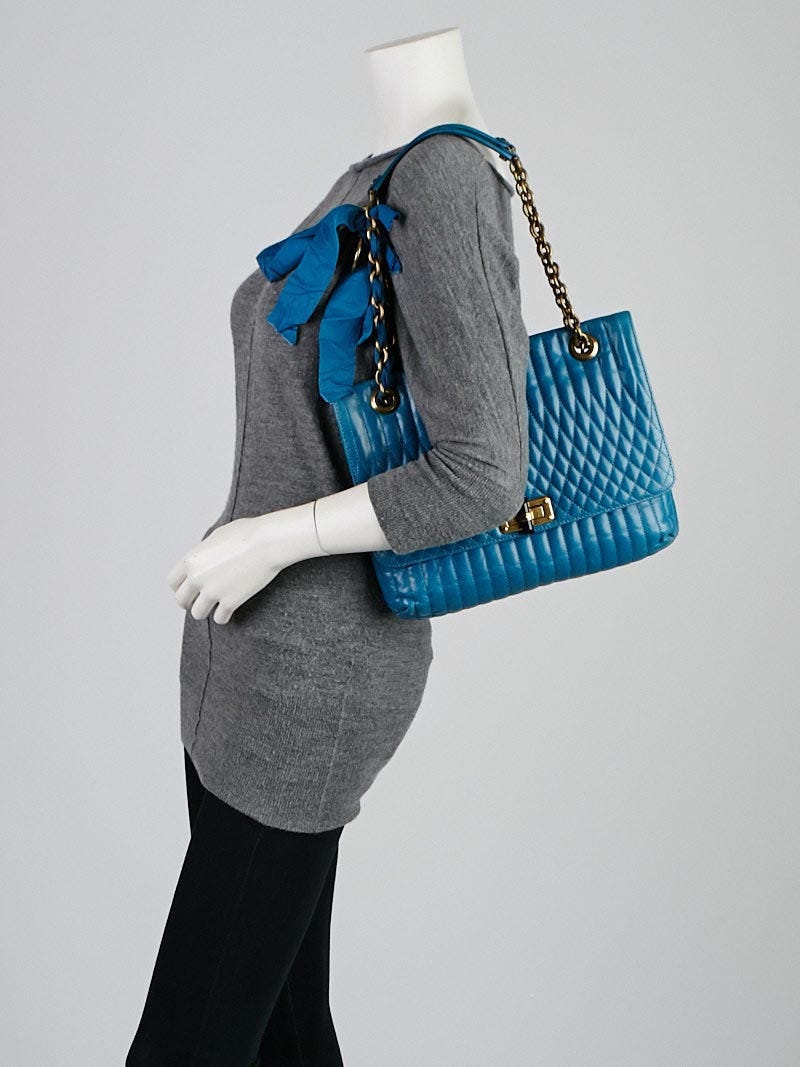 Lanvin Blue Quilted Leather Happy Medium Bag | Yoogi's Closet