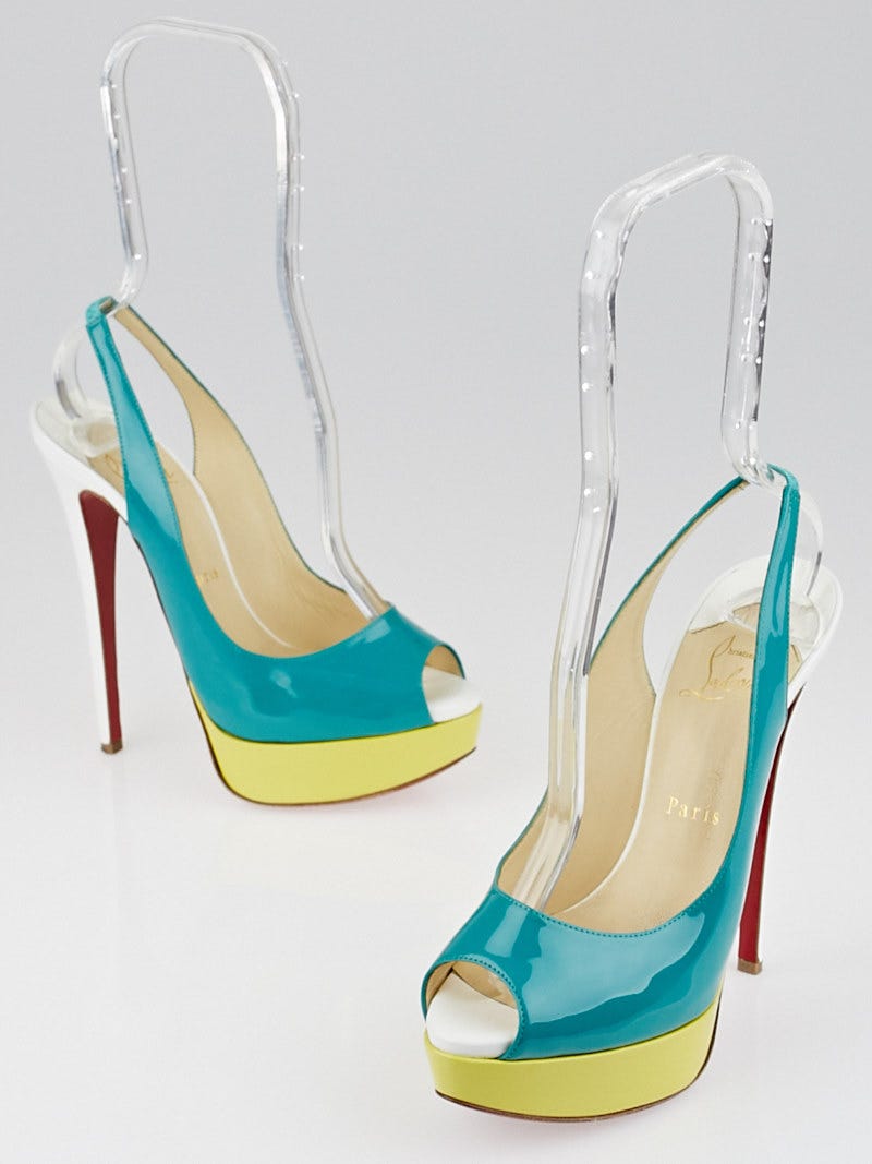 Christian Louboutin Lady Peep Leather Pumps in White