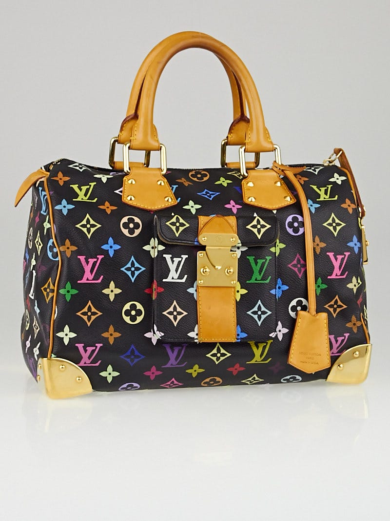 Louis Vuitton Black Monogram Multicolor Speedy 30 Bag - Yoogi's Closet