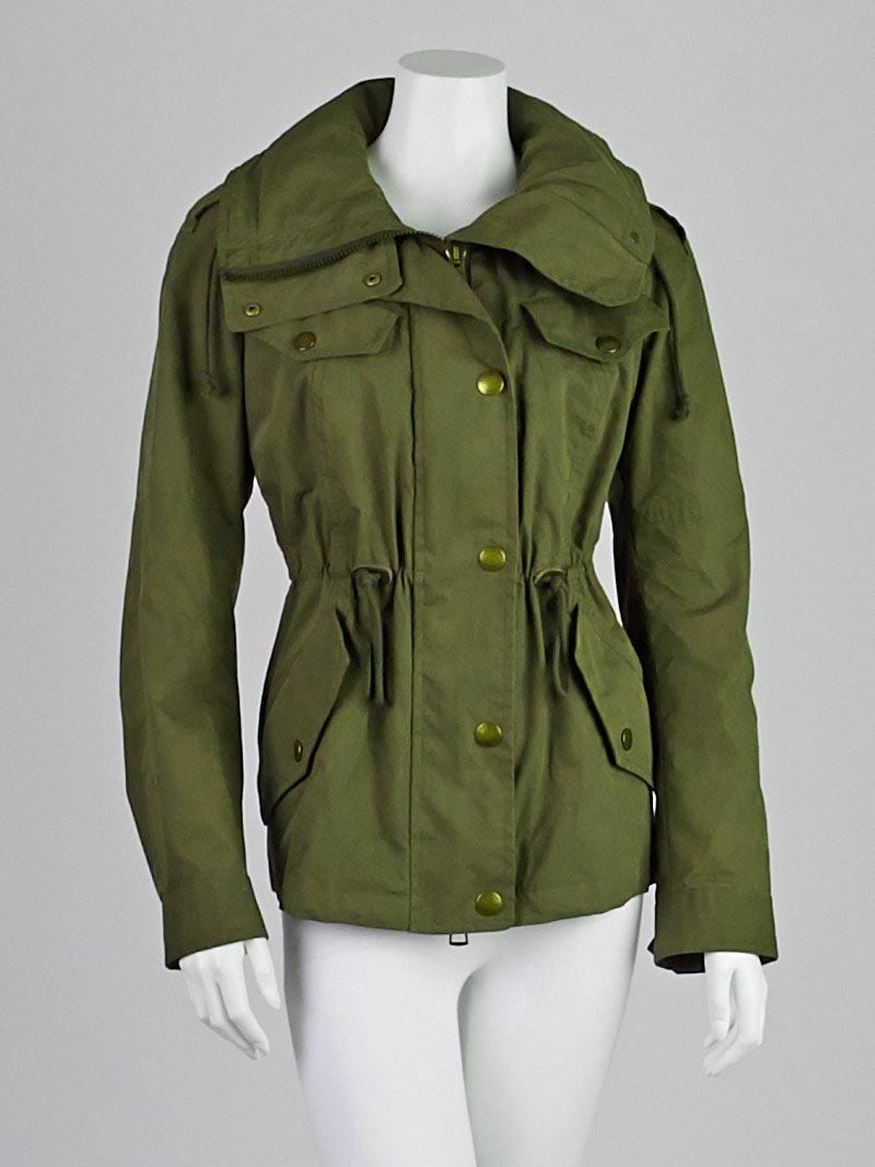 BURBERRY BRIT オリーブ ブルゾン サイズ L Burberry Brit Olive Green Drape Anorak Jacket Size 2 | Yoogi's Closet