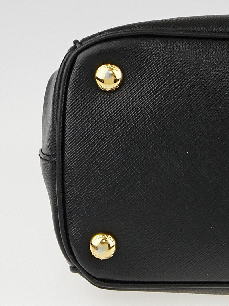 Prada Black Saffiano Lux Leather Double Zip Small Tote Bag BN2863