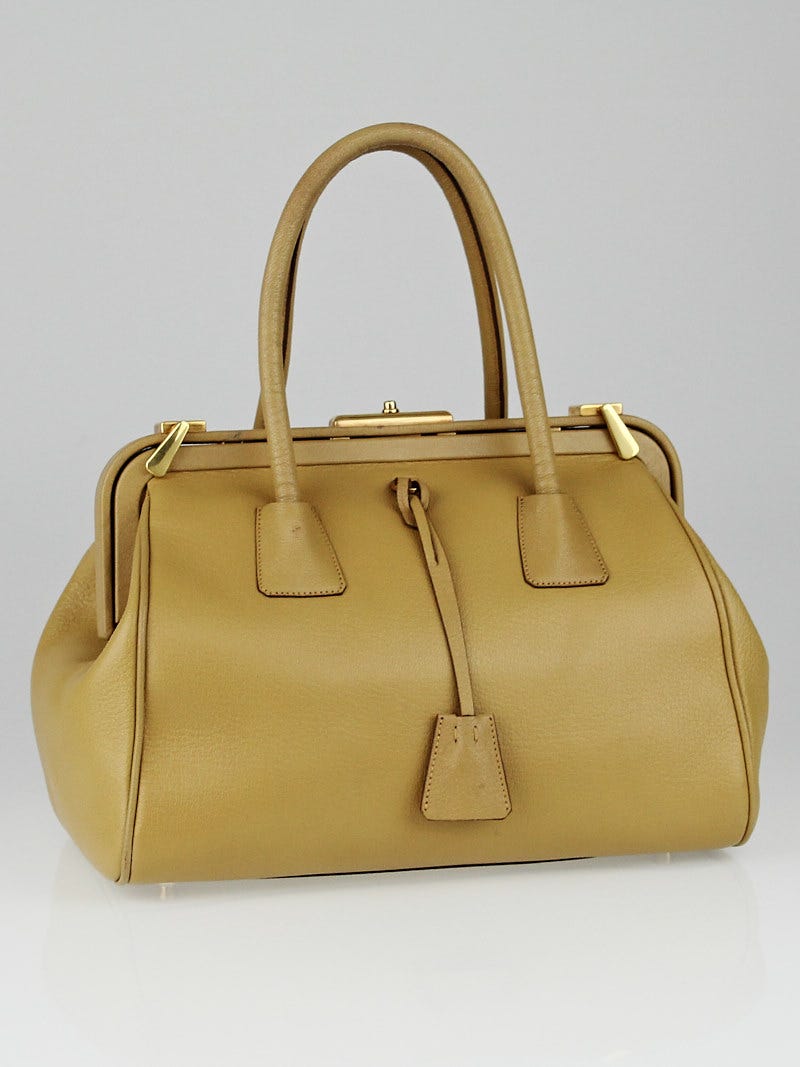 Prada Miele Madras Leather Frame Doctor Satchel Bag B11246 