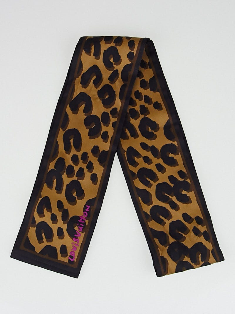 Louis Vuitton Silk Stephen Sprouse Monogram Leopard Bandeau Scarf  (SHF-VB3A1c)