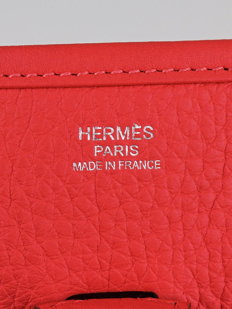 Hermes Rose Jaipur Clemence Leather Evelyne III PM Bag Hermes