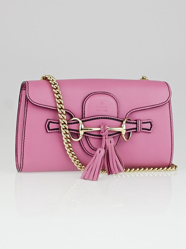 Gucci Pink Smooth Leather Small Emily Chain Shoulder Bag