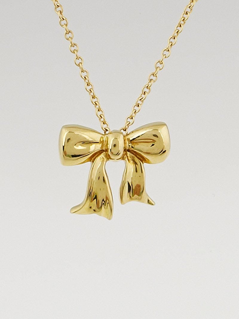 Tiffany gold bow necklace sales