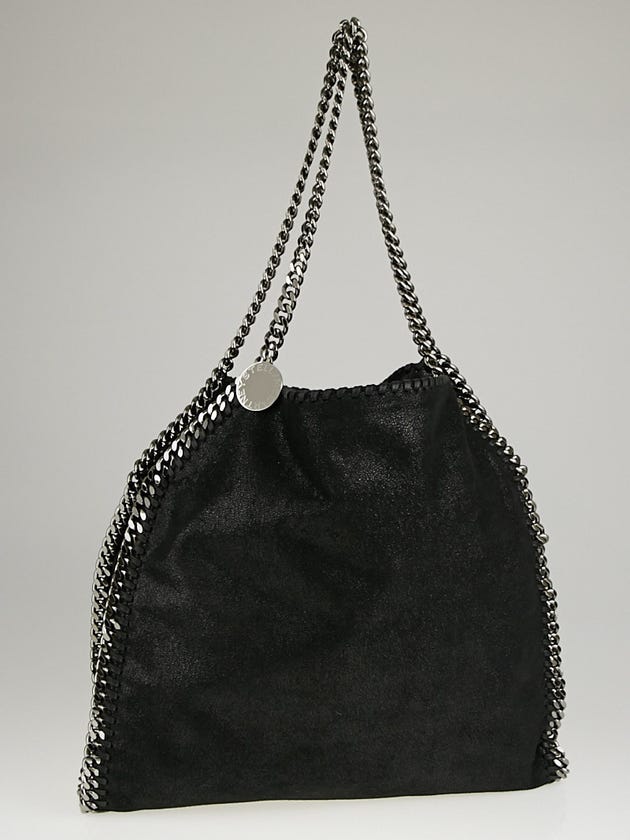 Stella McCartney Black Shaggy Deer Faux-Leather Falabella Small Tote Bag 