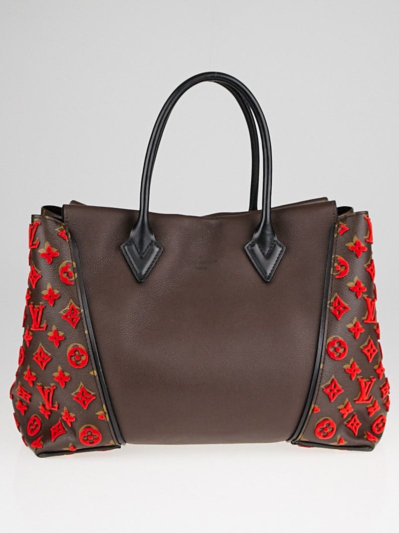 Louis Vuitton Chocolate Veau Cachemire Calfskin Leather and Monogram Canvas W PM Bag
