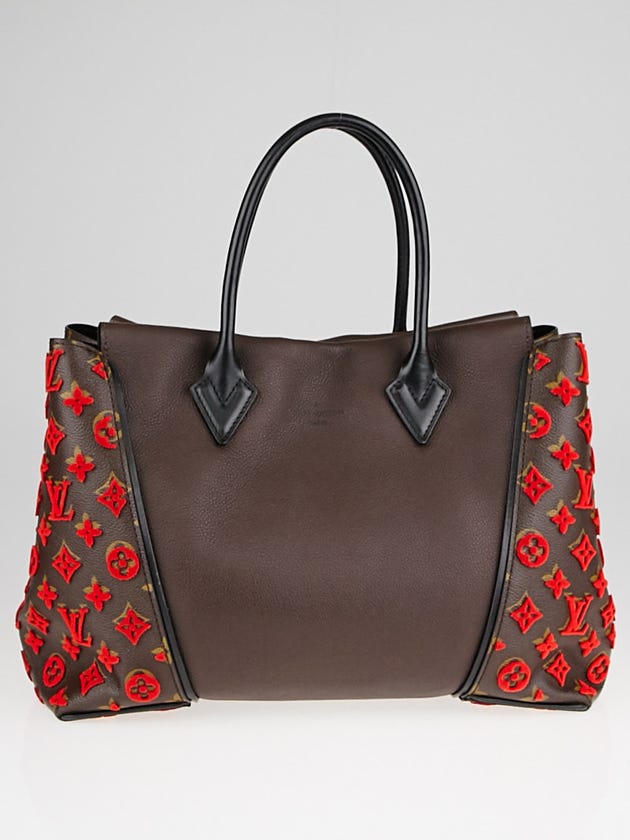 Louis Vuitton Chocolate Veau Cachemire Calfskin Leather and Monogram Canvas W PM Bag