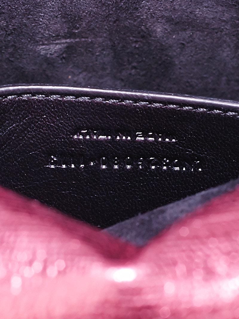 Saint Laurent シュシュ Yves Saint Laurent Pink Cracked Shiny Metallic Calfskin