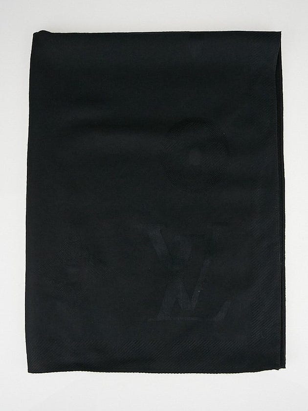 Louis Vuitton Black Cashmere/Silk Monogram Shawl Scarf