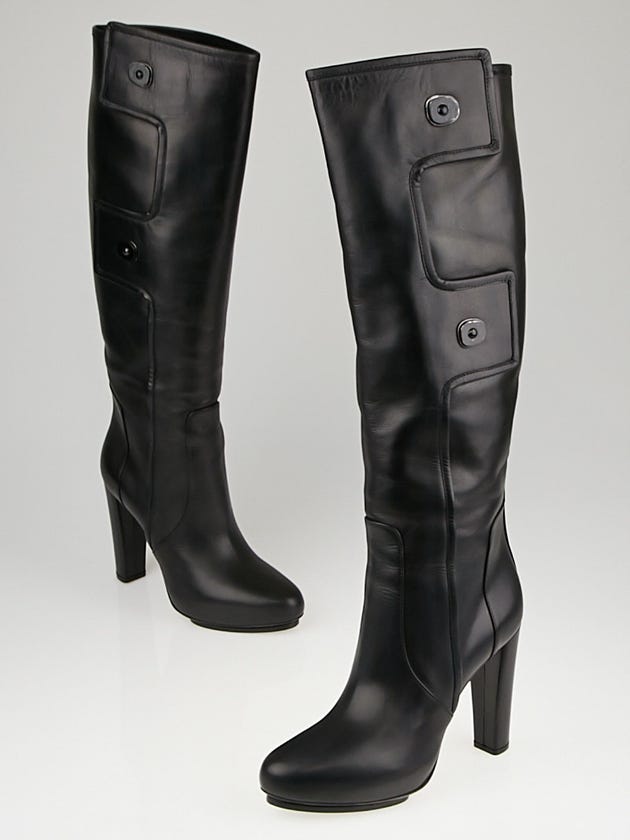 Balenciaga Black Leather High Heel Tall Boots Size 8/38.5