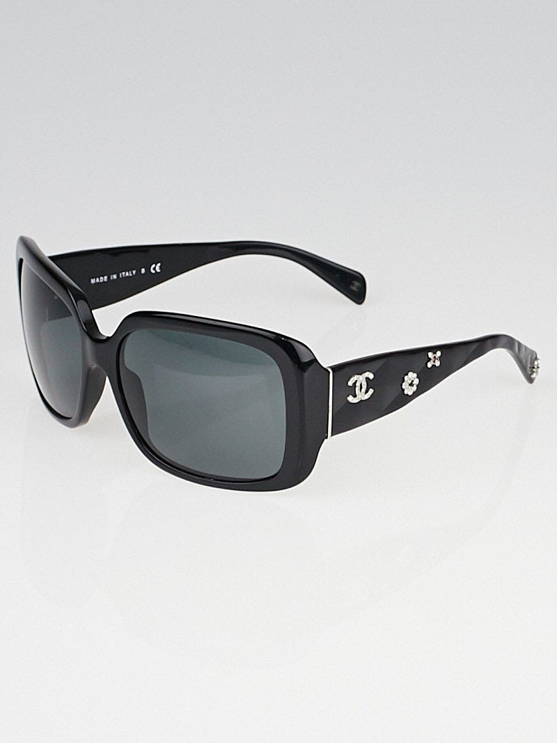 Chanel Black Frame Quilted CC Crystal Sunglasses-5149 - Yoogi's Closet