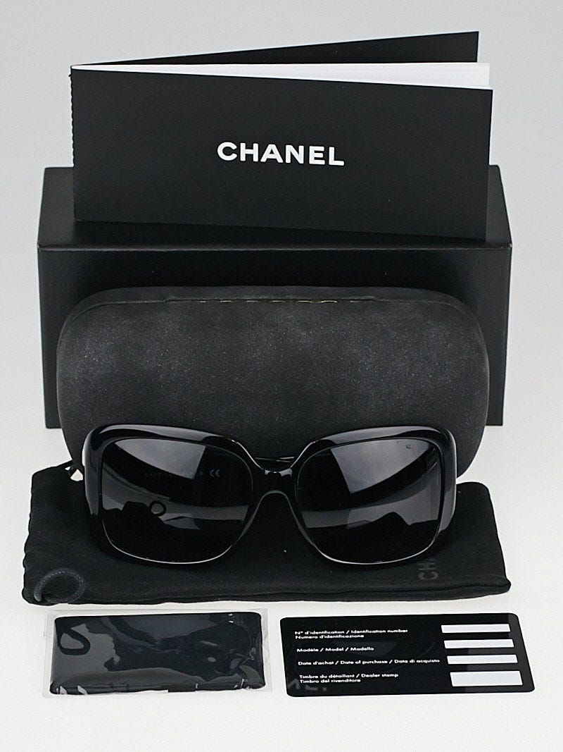 Chanel Black Quilted Acetate 4165 Shield Sunglasses Chanel