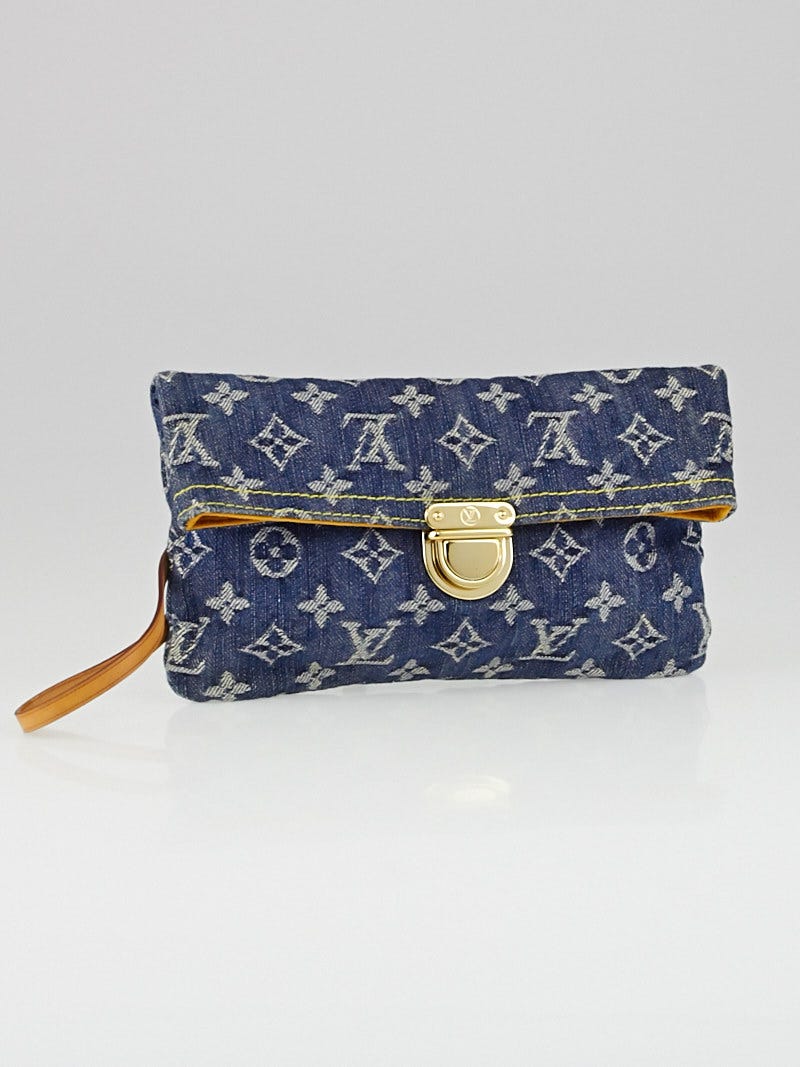 Louis Vuitton Blue Denim Monogram Denim Pochette Clutch Bag - Yoogi's Closet