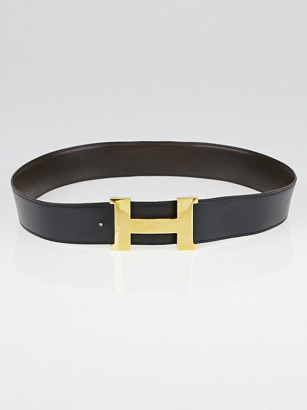 Hermes Vintage 42mm Black Box Gold Plated Constance H Belt Size 85