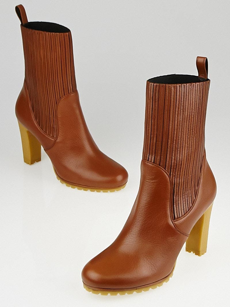 Gucci Brown Leather Edith Ankle Boots Size 7.5/38