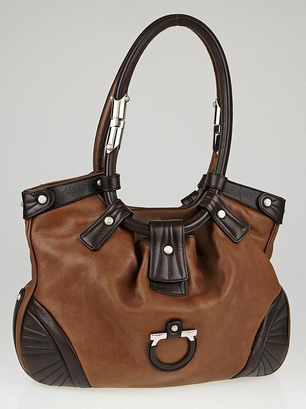 Salvatore Ferragamo Brown Leather Celtico Shoulder Bag