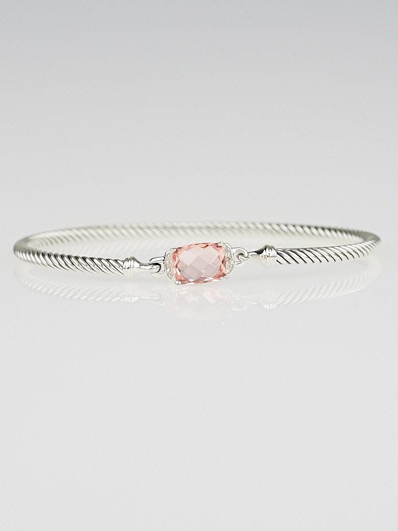 David Yurman Sterling Silver Morganite and Diamond Petite Wheaton Bracelet