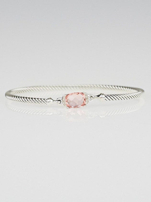 David Yurman Sterling Silver Morganite and Diamond Petite Wheaton Bracelet