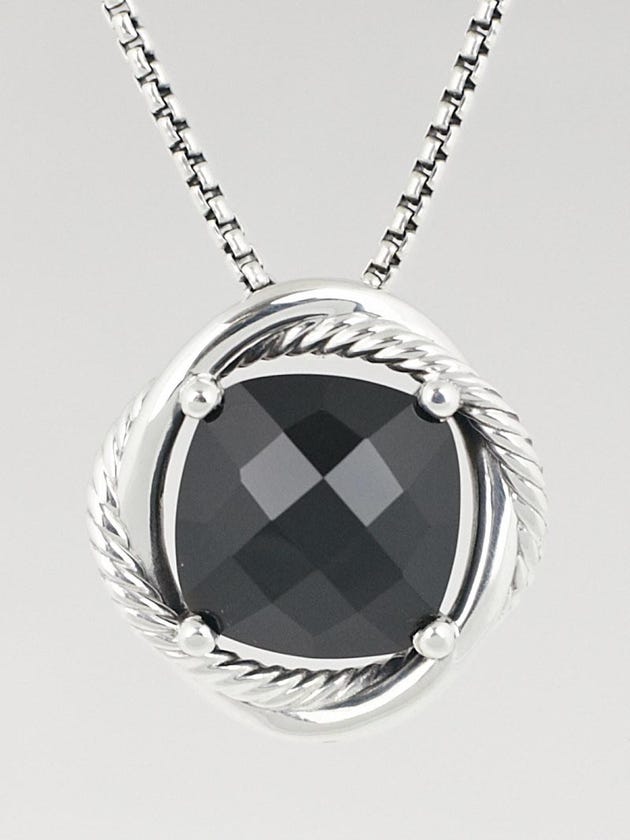 David Yurman 14mm Black Onyx and Sterling Silver Infinity Pendant Necklace