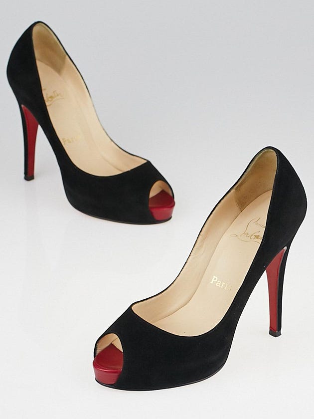 Christian Louboutin Black Suede Very Prive 120 Peep Toe Pumps Size 5.5/36