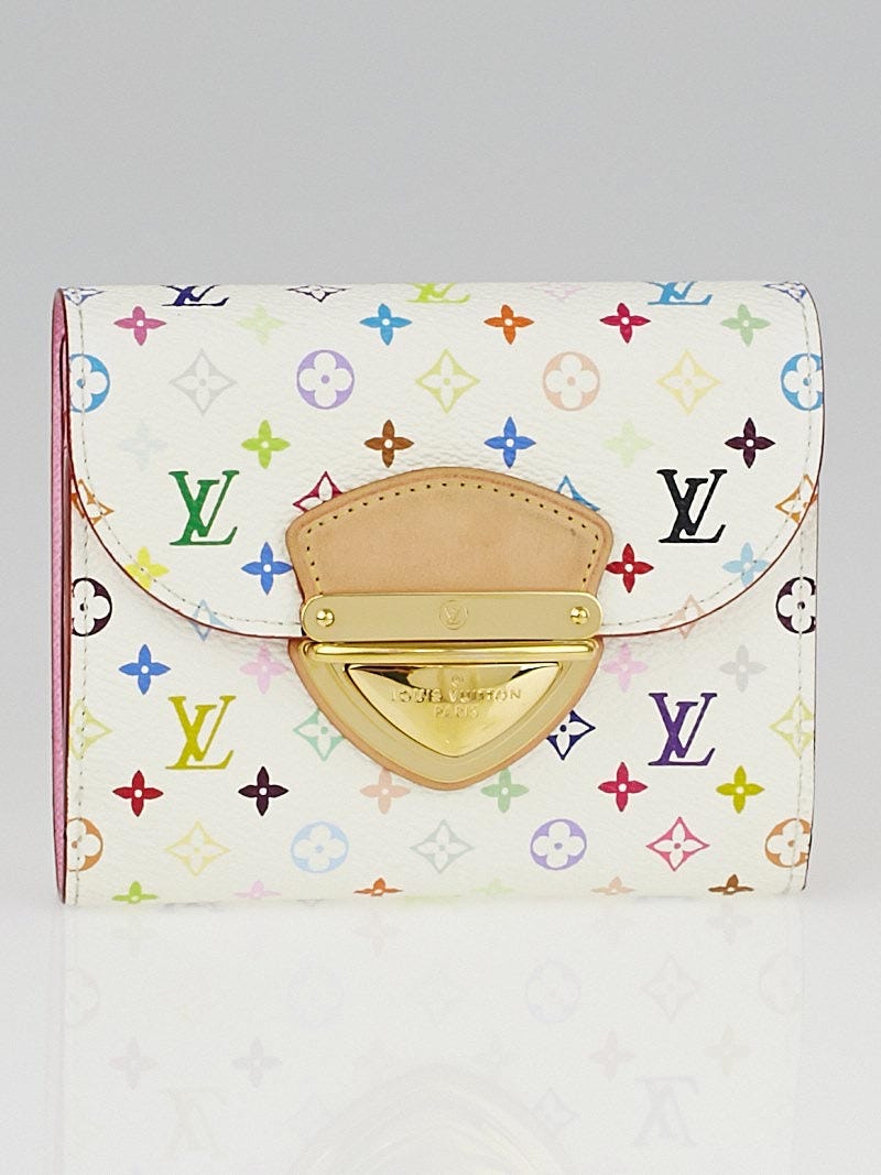 Louis Vuitton White/Litchi Monogram Multicolore Joey Wallet