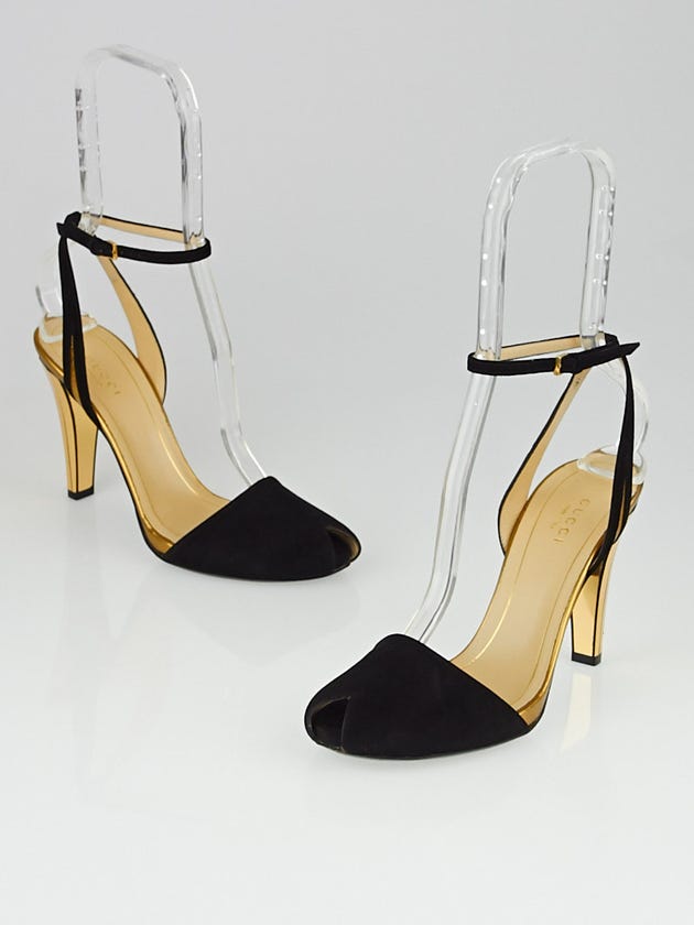Gucci Black Suede Ankle-Strap Delphine Sandals Size 5.5/36