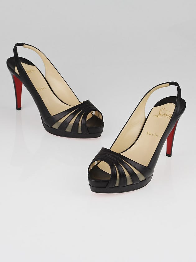 Christian Louboutin Black Leather Tre Jojo 120 Slingback Pumps Size 8/38.5