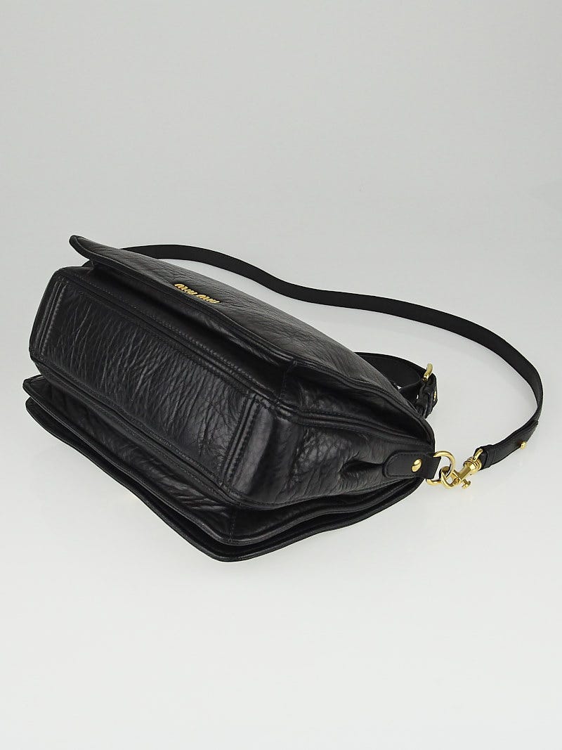 Miu Miu Black Nappa Leather Turnlock Satchel Bag RN0729