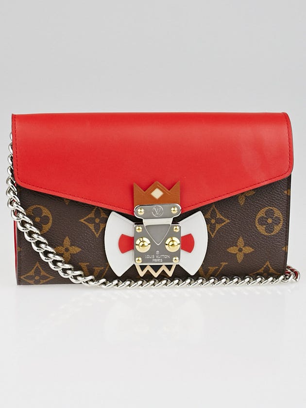 Louis Vuitton Limited Edition Rouge Monogram Tribal Mask Chain Wallet Clutch Bag