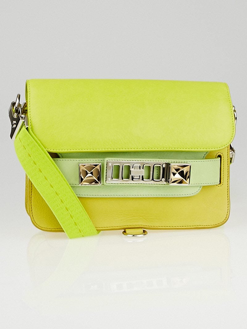 Proenza Schouler Yellow Colorblock Leather PS11 Mini Classic Bag