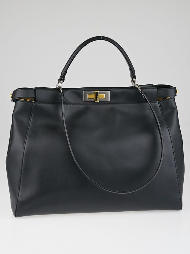 Fendi Black Calfskin Leather Large Peekaboo Bag 8BN210