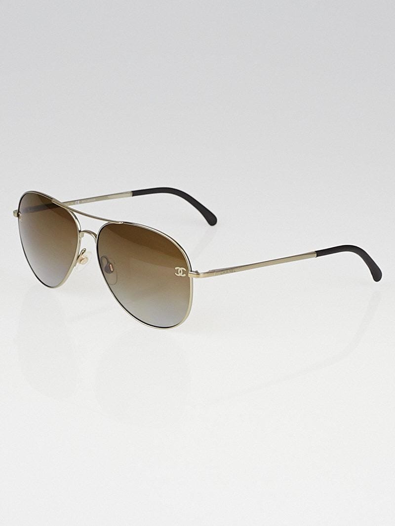 CHANEL Metal Polarized Aviator CC Sunglasses 4189-T-Q Brown 1294495