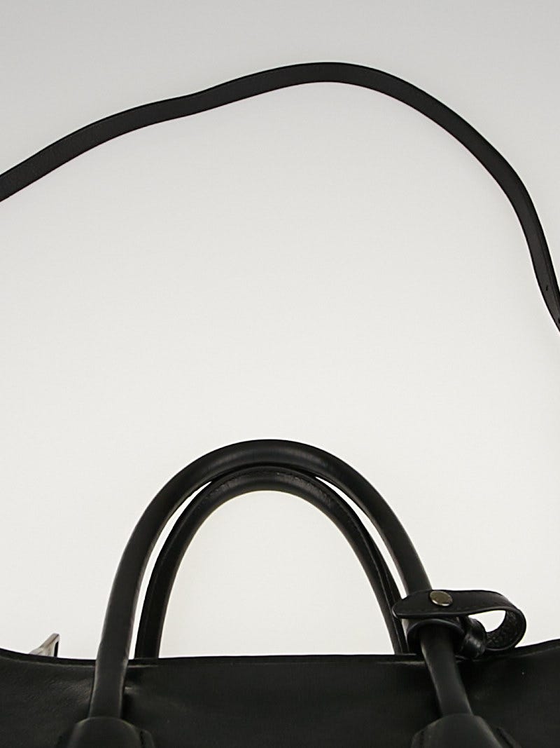 Prada Black Glace Calf Leather Twin Pocket Double Handle Tote Bag