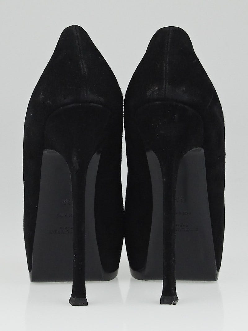 Yves Saint Laurent Black Suede and Patent Leather Cap Toe