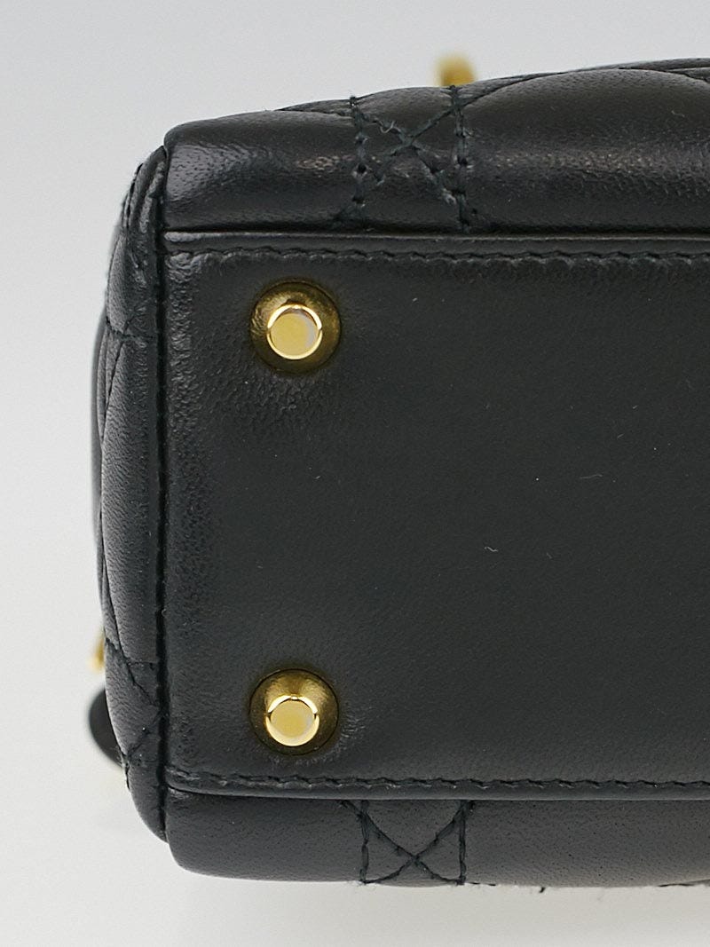 Christian Dior Black Cannage Quilted Lambskin Leather Micro