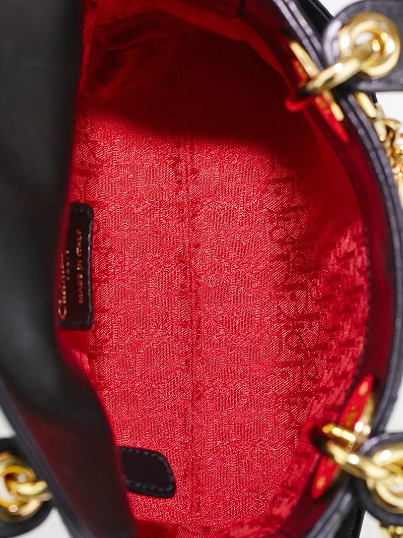 Christian Dior Black Cannage Quilted Lambskin Leather Micro