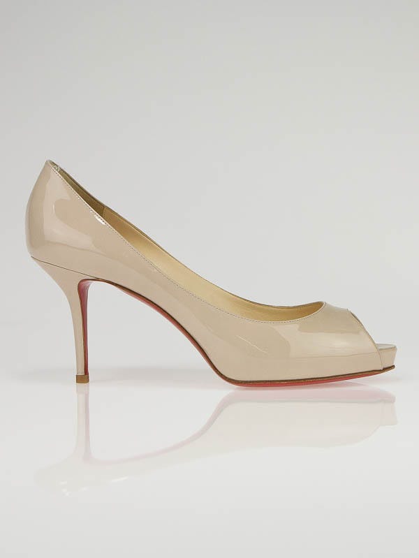 【中古】クリスチャンルブタンMATER CLAUDE 85/NUDE/37.5 Christian Louboutin Nude Patent Leather Mater Claude 85 Size