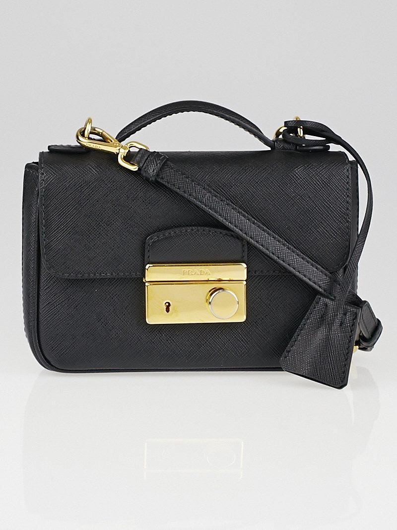 Prada Black Saffiano Lux Leather Mini Crossbody Bag BT0963