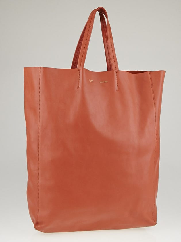 Celine Pink Smooth Lambskin Leather Vertical Cabas Tote Bag 
