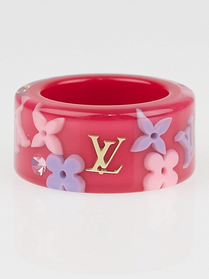 Louis Vuitton Pink Resin Monogram Inclusion Ring Size 7 M - Yoogi's Closet
