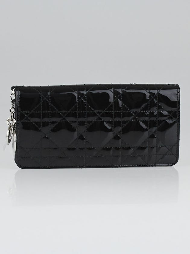 Christian Dior Black Cannage Quilted Patent Leather Wallet