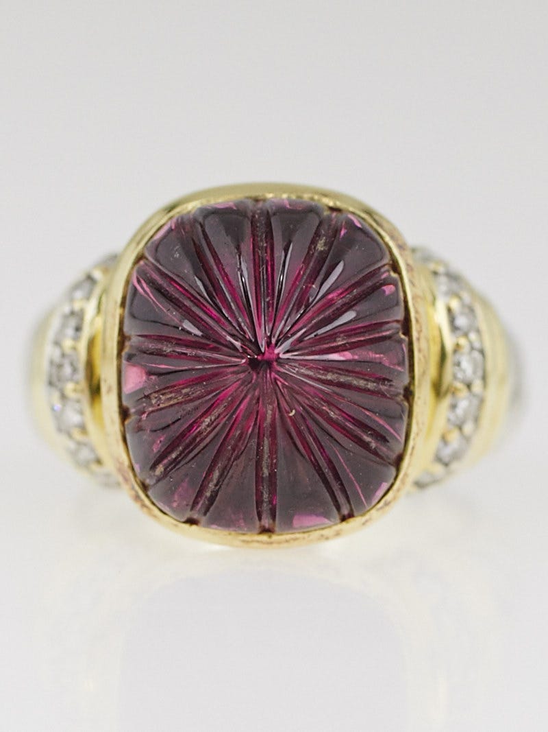 David Yurman Sterling Silver Cable with Pink Tourmaline and Diamonds Albion Ring Size 7