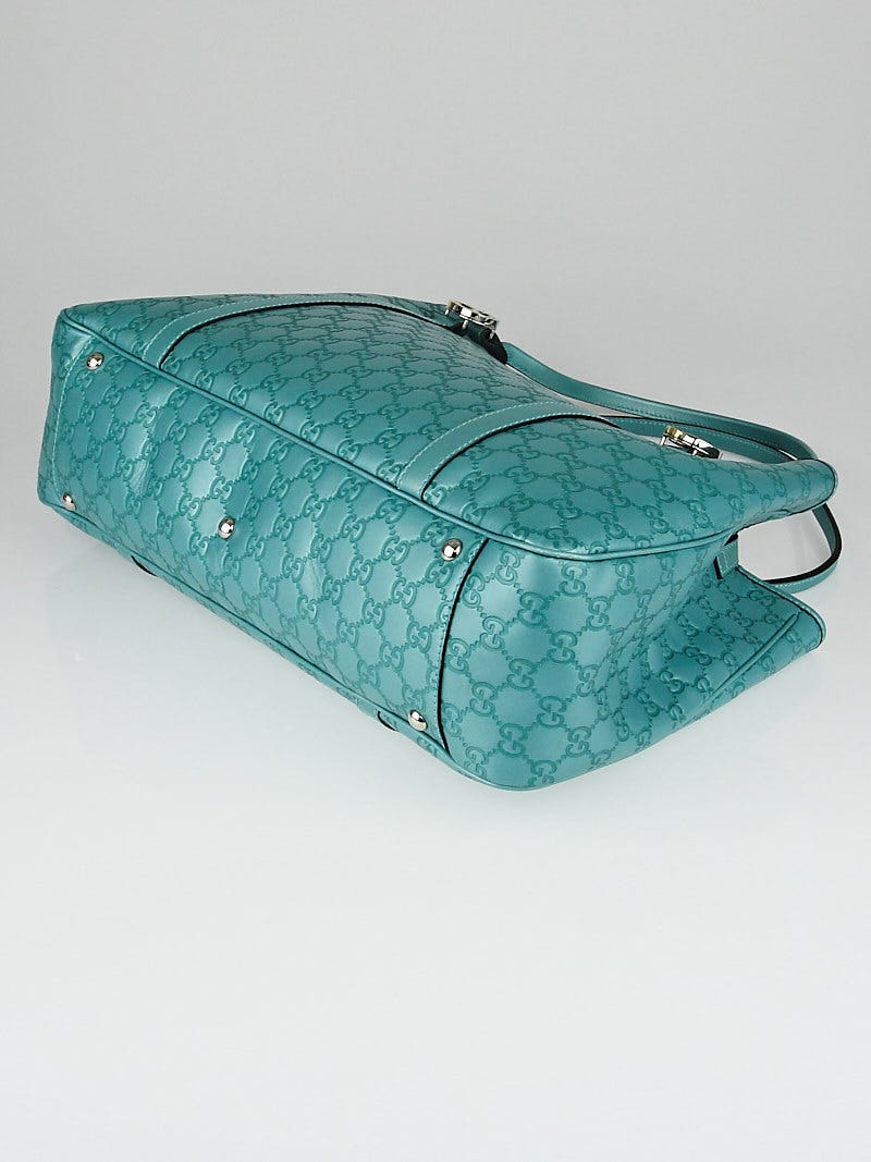 Gucci Turquoise Guccissima Leather GG Twins Large Tote Bag Yoogi s Closet