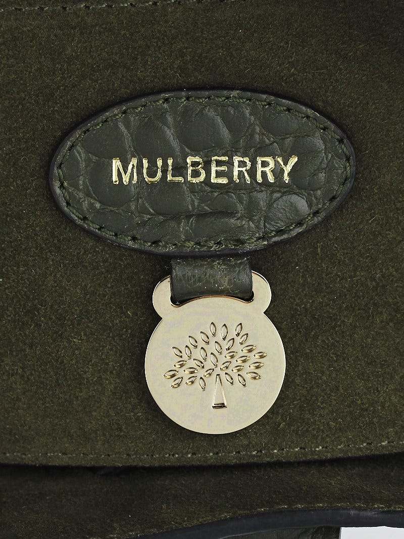 Mulberry Nettle Green Croc Embossed Nappa Leather Bayswater Mulberry Nettle Green Croc Embossed Nappa Leather Bayswater