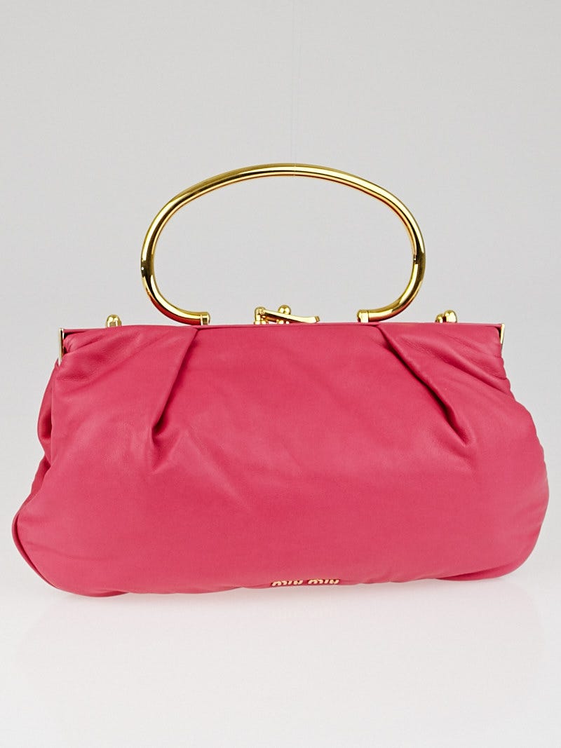 Miu Miu Peonia Lambskin Leather Frame Top Evening Bag | Yoogi's Closet