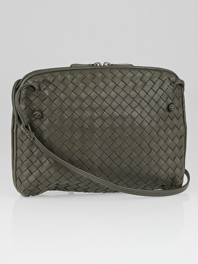 Bottega Veneta Grey Intrecciato Woven Nappa Leather Crossbody Bag
